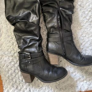 Black knee high boots